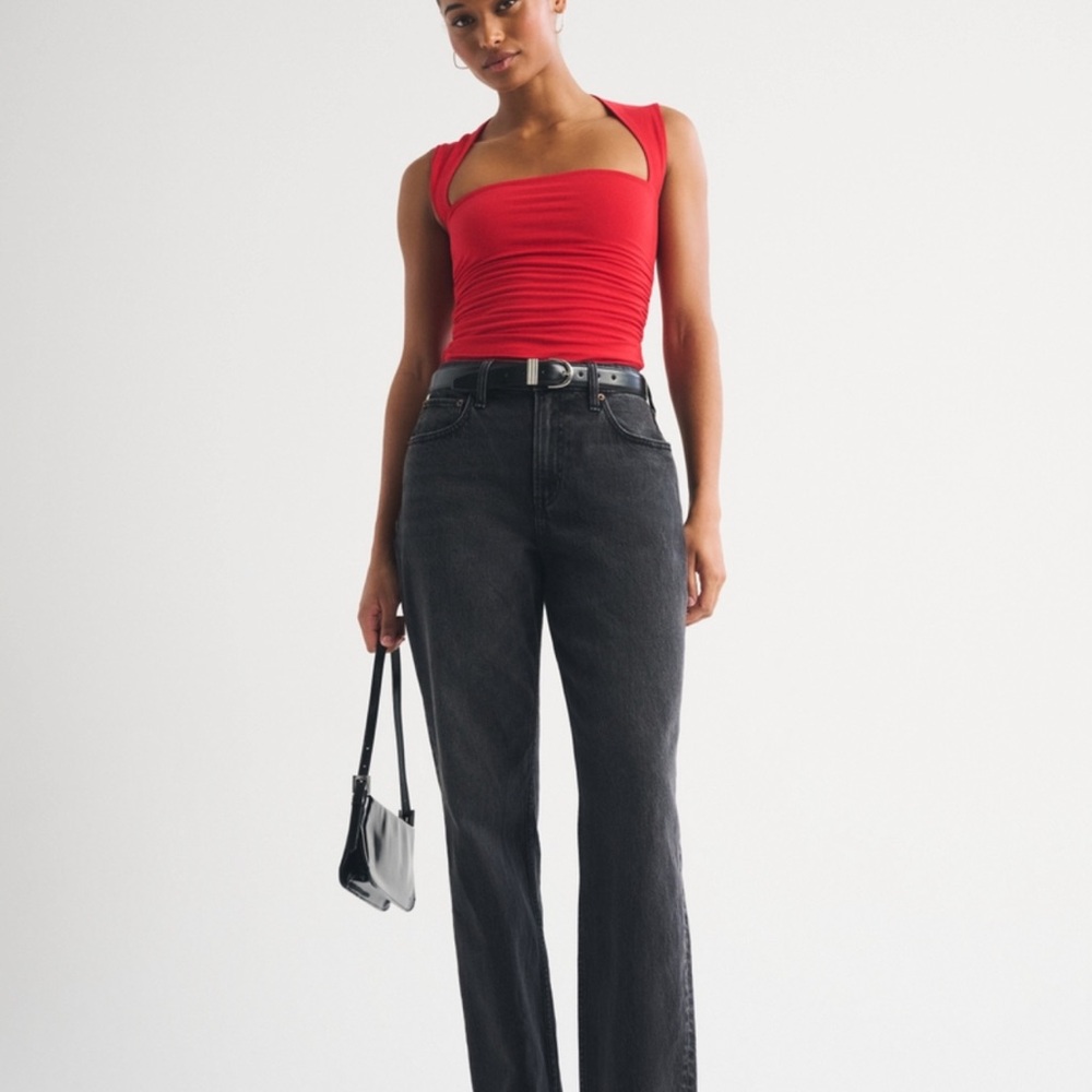 Abercrombie & Fitch Straight-Leg Jeans in Washed Black